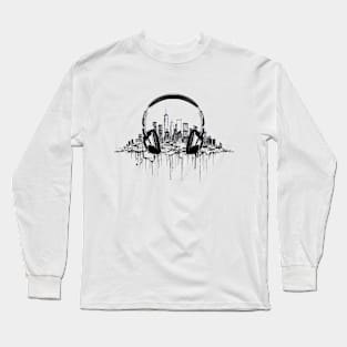 Music Headphone City Rhyme Wonderful Vibes Vector Graphic Long Sleeve T-Shirt